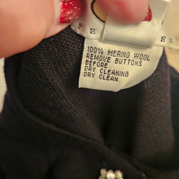 Talbots Petite Black Merino Wool Cardigan - Picture 12 of 12